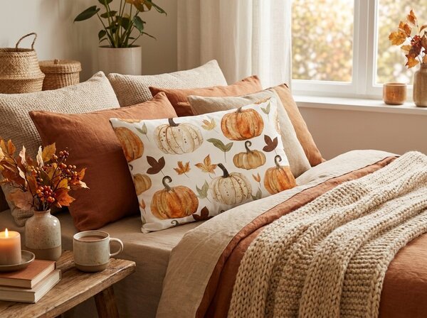 Fata de perna din flanel PUMPKINS & STRIPES 50x70 cm, colorata