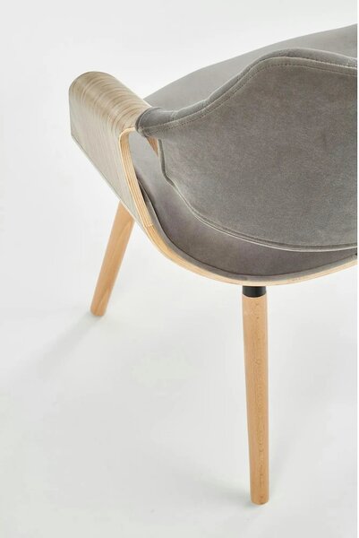 Scaun modern dining K396, stejar/gri, stofa catifelata/placaj, 56x55x7