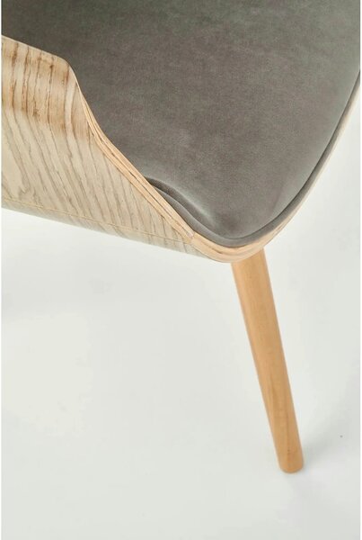 Scaun modern dining K396, stejar/gri, stofa catifelata/placaj, 56x55x7