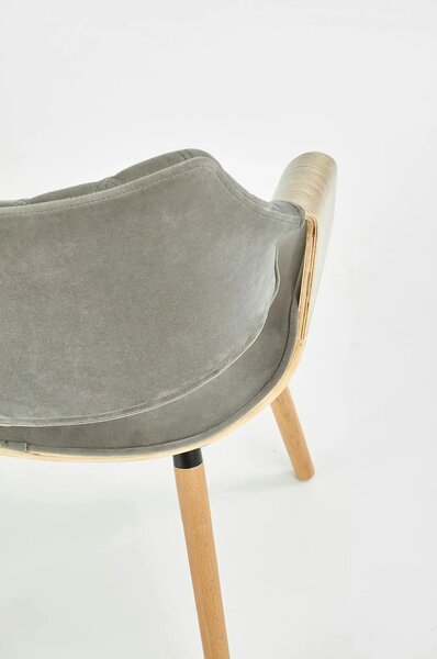 Scaun modern dining K396, stejar/gri, stofa catifelata/placaj, 56x55x7