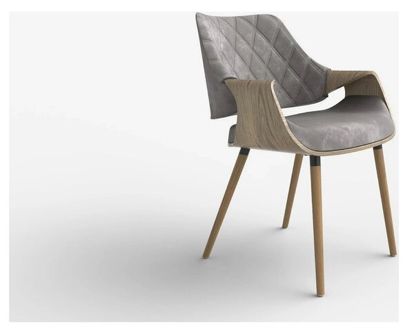Scaun modern dining K396, stejar/gri, stofa catifelata/placaj, 56x55x7