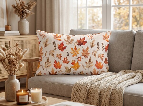 Fata de perna din flanel LEAVES & STRIPES 50x70 cm, colorat