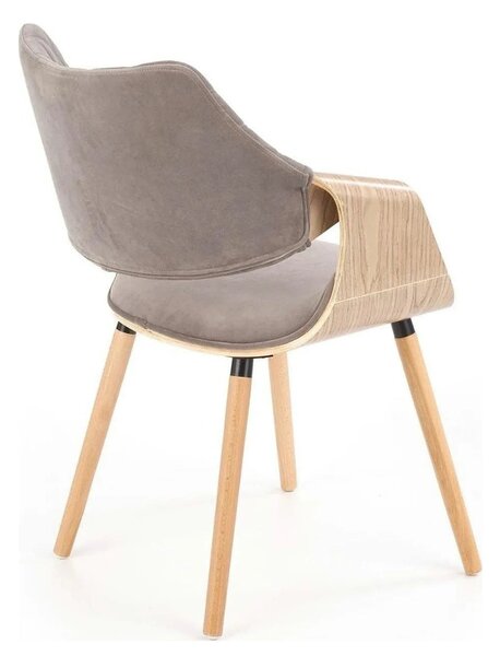Scaun modern dining K396, stejar/gri, stofa catifelata/placaj, 56x55x7