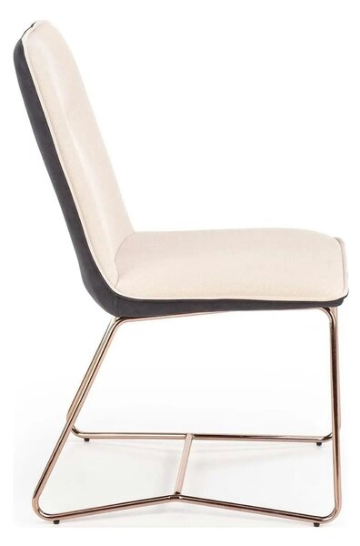 Scaun tapitat K390, crem/gri inchis/roz auriu, stofa/piele ecologica/m