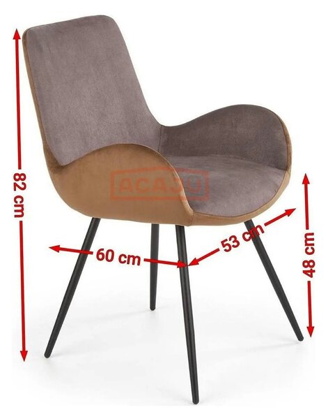 Scaun tapitat K392, gri/maro, 53x60x82 cm