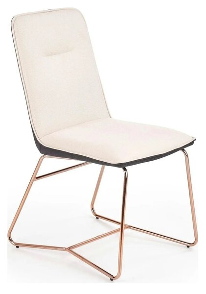 Scaun tapitat K390, crem/gri inchis/roz auriu, stofa/piele ecologica/m