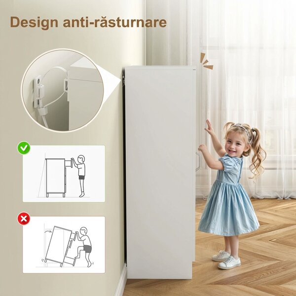 HOMCOM Dulap pentru Pantofi cu 6 Rafturi Ajustabile din Lemn 55x35x108 cm Alb | Aosom Romania