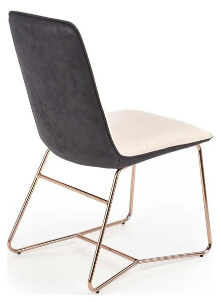 Scaun tapitat K390, crem/gri inchis/roz auriu, stofa/piele ecologica/m