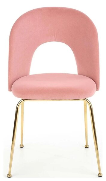 Scaun dining roz K385, roz deschis/auriu, stofa catifelata/metal, 54x5