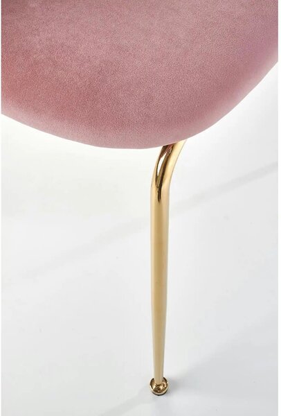 Scaun dining roz K385, roz deschis/auriu, stofa catifelata/metal, 54x5