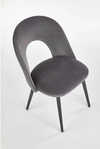 Scaun tapitat K384, gri/negru, stofa catifelata/metal, 54x57x84 cm