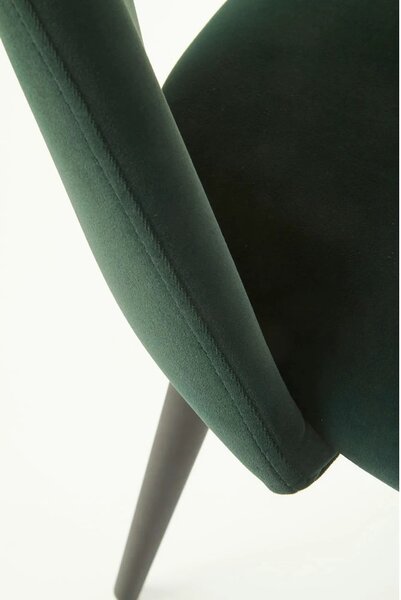 Scaun tapitat K384, verde/negru, stofa catifelata/metal, 54x57x84 cm