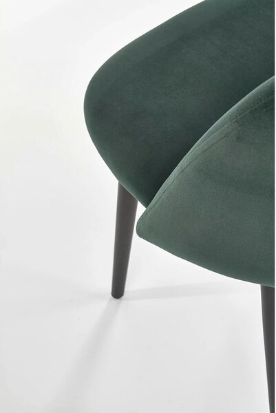 Scaun tapitat K384, verde/negru, stofa catifelata/metal, 54x57x84 cm