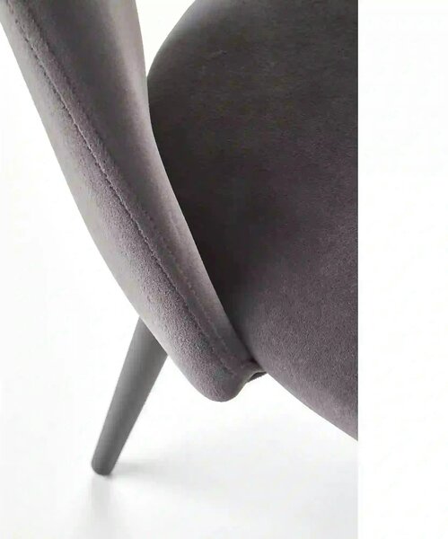 Scaun tapitat K384, gri/negru, stofa catifelata/metal, 54x57x84 cm