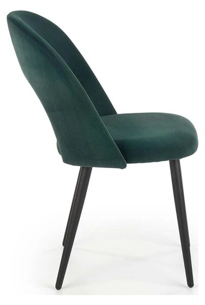 Scaun tapitat K384, verde/negru, stofa catifelata/metal, 54x57x84 cm