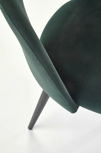 Scaun tapitat K384, verde/negru, stofa catifelata/metal, 54x57x84 cm