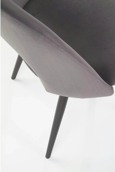 Scaun tapitat K384, gri/negru, stofa catifelata/metal, 54x57x84 cm