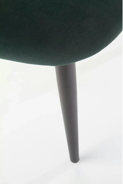 Scaun tapitat K384, verde/negru, stofa catifelata/metal, 54x57x84 cm