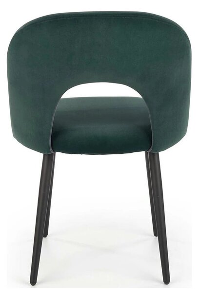 Scaun tapitat K384, verde/negru, stofa catifelata/metal, 54x57x84 cm