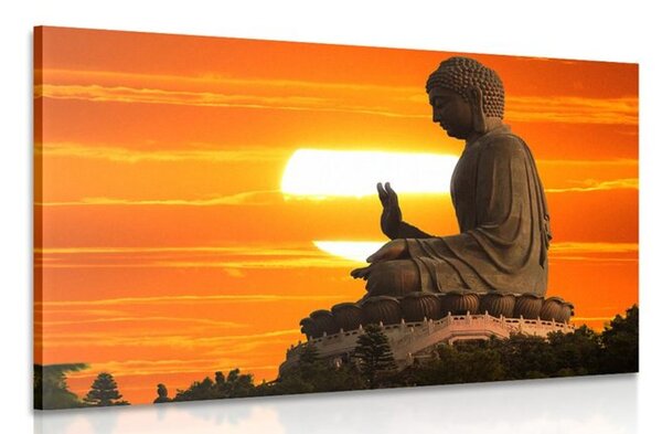 Tablou statuia lui Budha la apus de soare