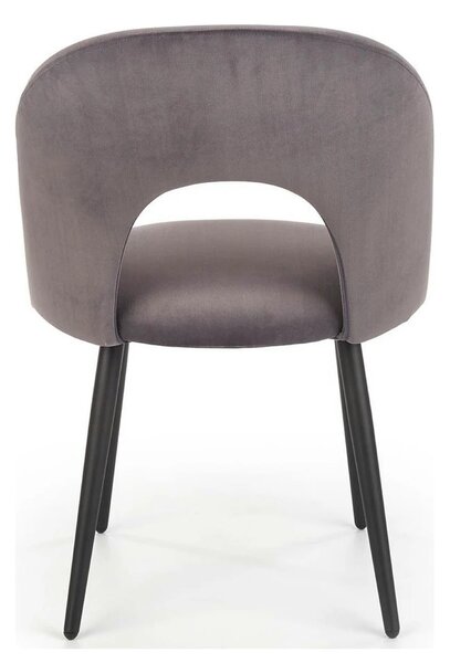 Scaun tapitat K384, gri/negru, stofa catifelata/metal, 54x57x84 cm