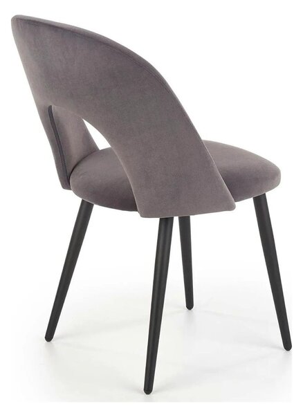 Scaun tapitat K384, gri/negru, stofa catifelata/metal, 54x57x84 cm