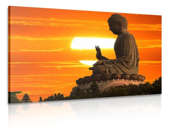 Tablou statuia lui Budha la apus de soare