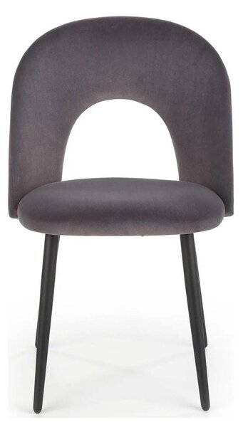 Scaun tapitat K384, gri/negru, stofa catifelata/metal, 54x57x84 cm
