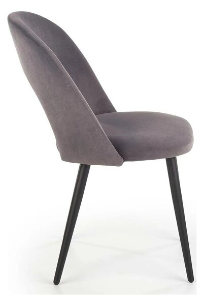 Scaun tapitat K384, gri/negru, stofa catifelata/metal, 54x57x84 cm