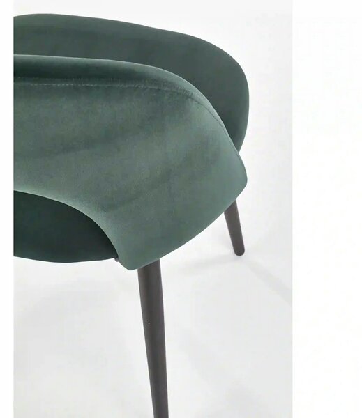 Scaun tapitat K384, verde/negru, stofa catifelata/metal, 54x57x84 cm