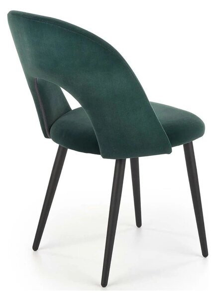 Scaun tapitat K384, verde/negru, stofa catifelata/metal, 54x57x84 cm