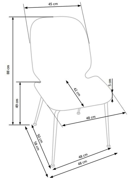 Scaun tapitat K381, gri/auriu, stofa catifelata/metal, 48x58x88 cm