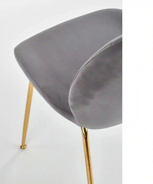 Scaun tapitat K381, gri/auriu, stofa catifelata/metal, 48x58x88 cm
