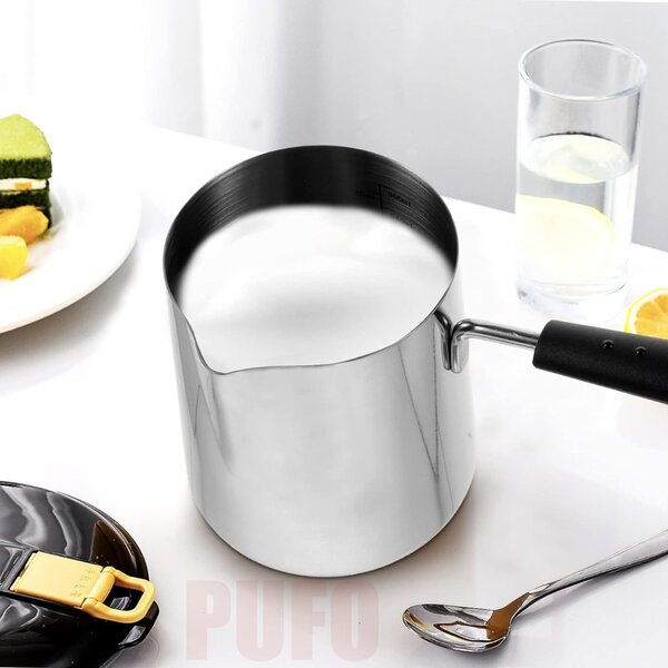 Ibric gradat din inox Pufo Coffee cu maner ergonomic, 1 L– ideal pentru cafea, lapte sau topit ciocolata