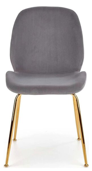 Scaun tapitat K381, gri/auriu, stofa catifelata/metal, 48x58x88 cm