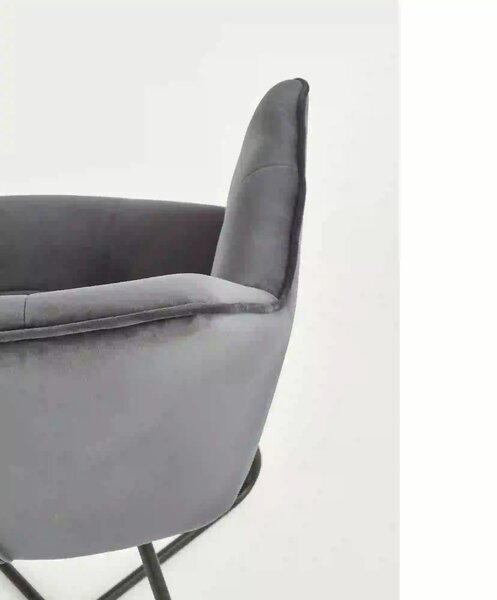 Scaun tapitat K377, gri inchis/negru, stofa catifelata/metal, 60x62x81