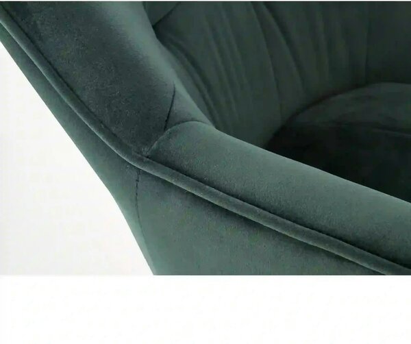 Scaun tapitat K377, verde inchis/negru, stofa catifelata/metal, 60x62x