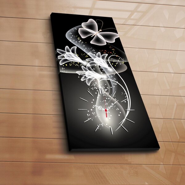 Ceas de perete decorativ din pânză 3070CS Multicolor 30x70x3 cm