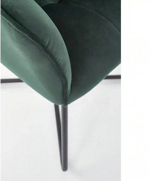 Scaun tapitat K377, verde inchis/negru, stofa catifelata/metal, 60x62x
