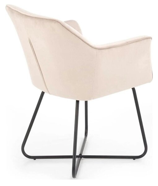 Scaun tapitat K377, bej/negru, stofa catifelata/metal, 60x62x81 cm