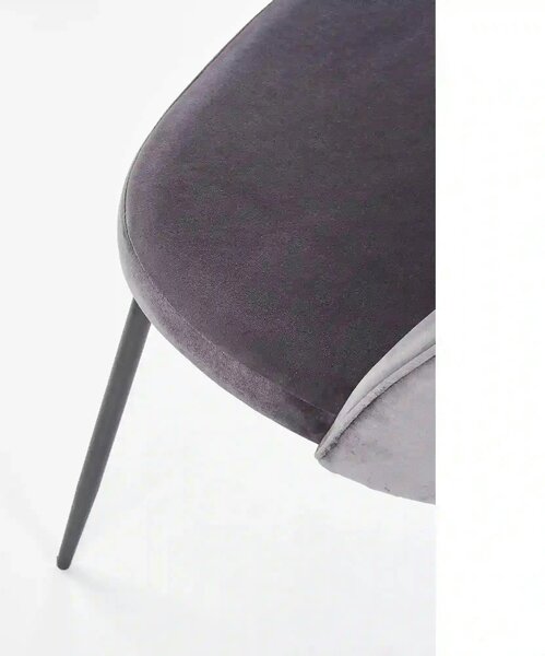 Scaun K314 gri inchis/negru, stofa catifelata/metal, 49x50x80 cm