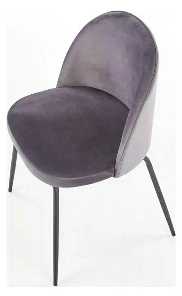 Scaun K314 gri inchis/negru, stofa catifelata/metal, 49x50x80 cm