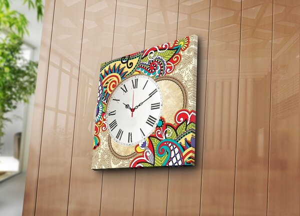 Ceas de perete decorativ din pânză 4545CS Multicolor 45x45x3 cm