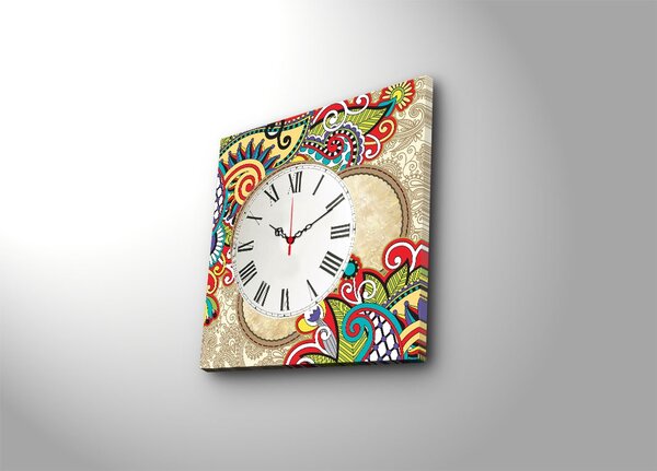 Ceas de perete decorativ din pânză 4545CS Multicolor 45x45x3 cm
