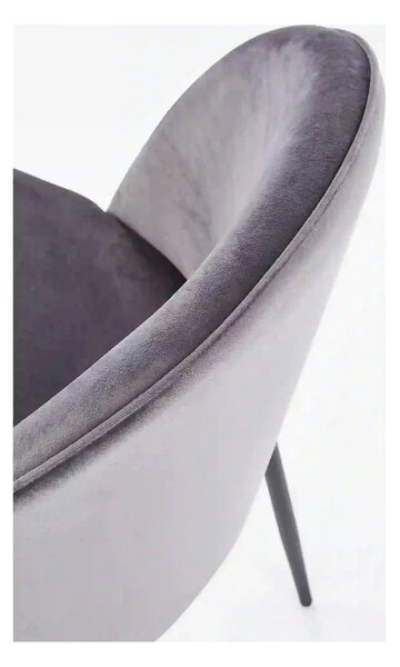 Scaun K314 gri inchis/negru, stofa catifelata/metal, 49x50x80 cm
