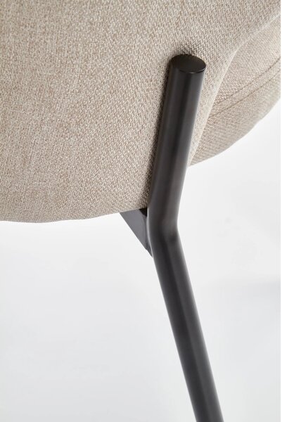 Scaun dining modern K373, bej/negru, stofa clasica/metal, 51x57x77 cm