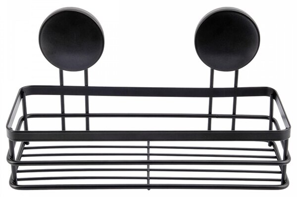 Erga Lolo, raft de baie pentru ventuze fără găurire, 26 × 10 cm, negru mat, ERG-YKA-CH.LOLO-KP-BLK