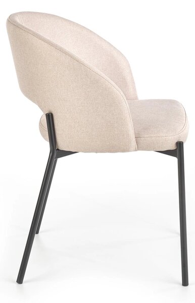 Scaun dining modern K373, bej/negru, stofa clasica/metal, 51x57x77 cm