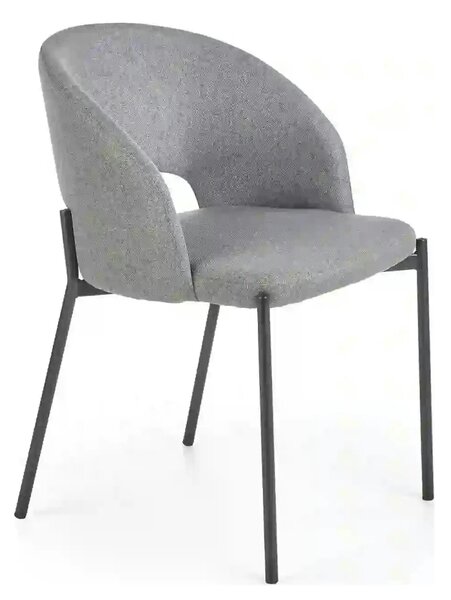 Scaun tapitat stofa clasica K373, gri/negru, 51x57x77 cm