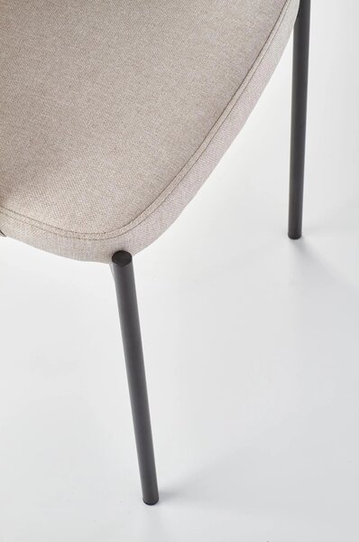 Scaun dining modern K373, bej/negru, stofa clasica/metal, 51x57x77 cm